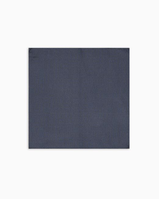 Emporio Armani Blue Pure Silk Pocket Square With Two-Tone Jacquard Motif for men