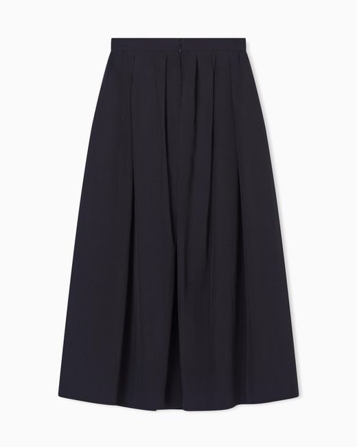 Emporio Armani Blue Lunar New Year Nylon Taffeta Pleated Long Skirt