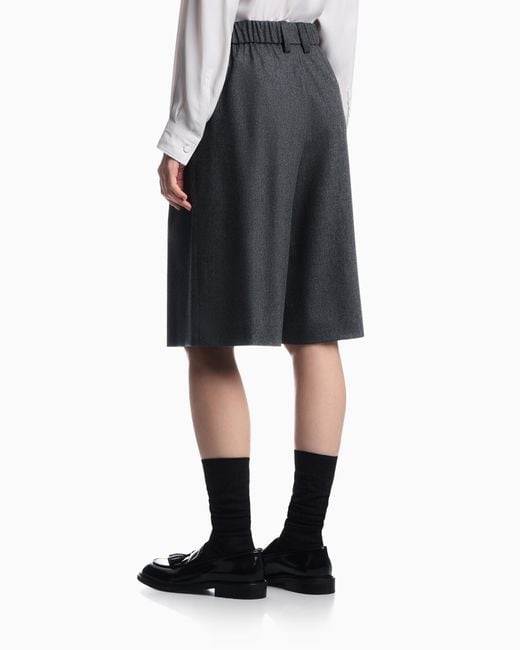 Emporio Armani Blue Wool Flannel Pleated Bermuda Shorts Signature Capsule