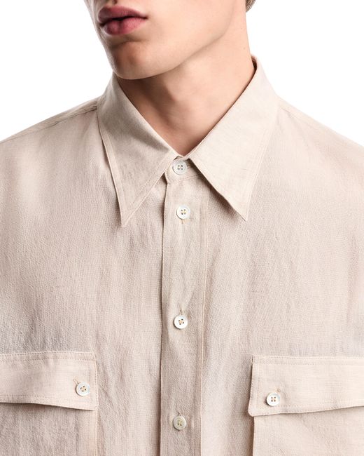 Emporio Armani Natural Denim-Effect Linen-Blend Shirt for men