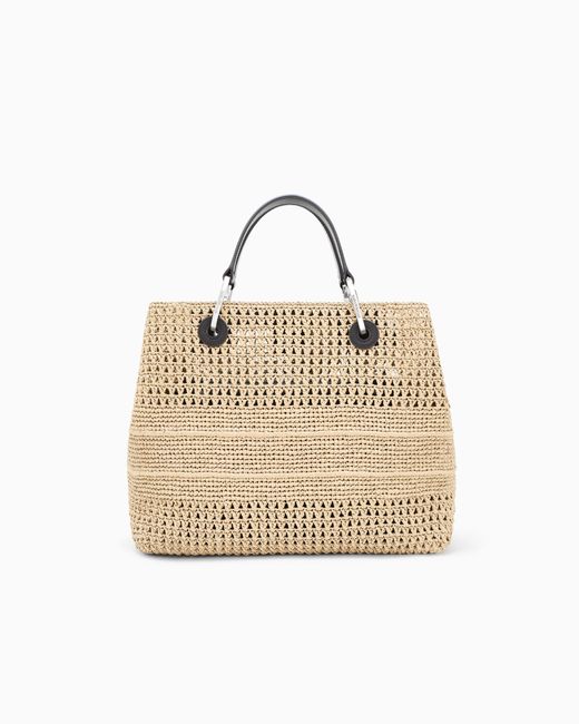 Emporio Armani Natural Myea Bag Woven Straw Medium Shopper Bag