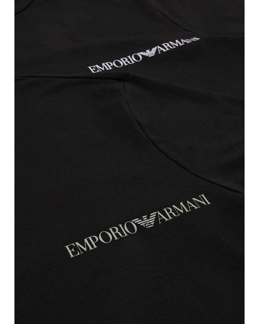 Emporio Armani Black Two-pack Of Core Logo Band Loungewear T-shirts for men