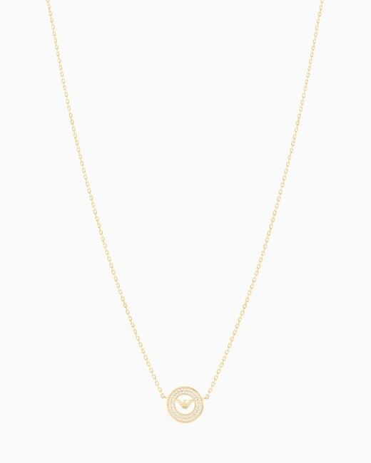 Emporio Armani White Tone Sterling Station Necklace
