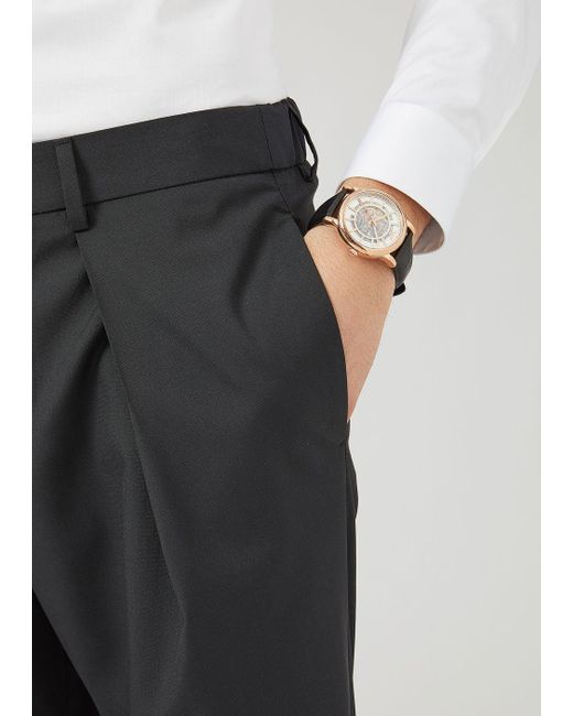 Emporio Armani White Automatic Black Leather Watch for men