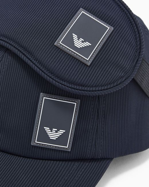 Emporio Armani Blue Travel Essentials Baseball Cap With Sleep Mask for men