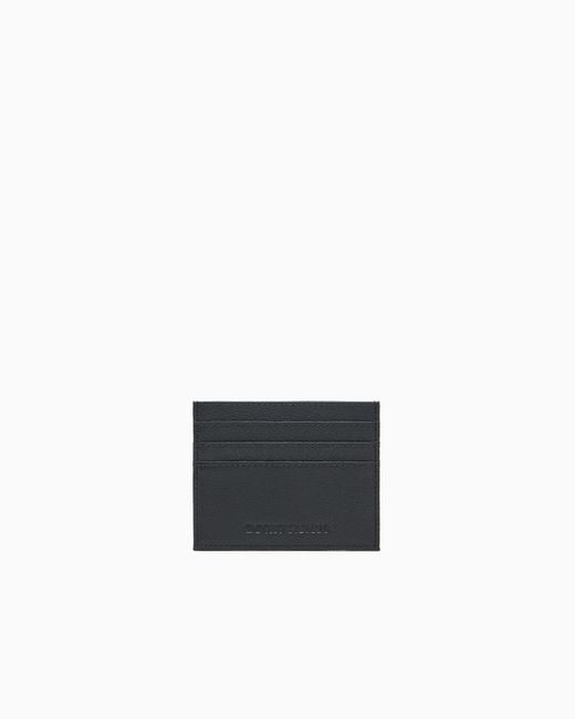 Emporio Armani White Tumbled Leather Card Holder for men