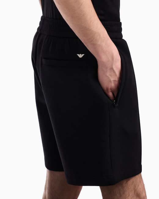 Emporio Armani Black Double-Jersey Bermuda Shorts With Ribs for men