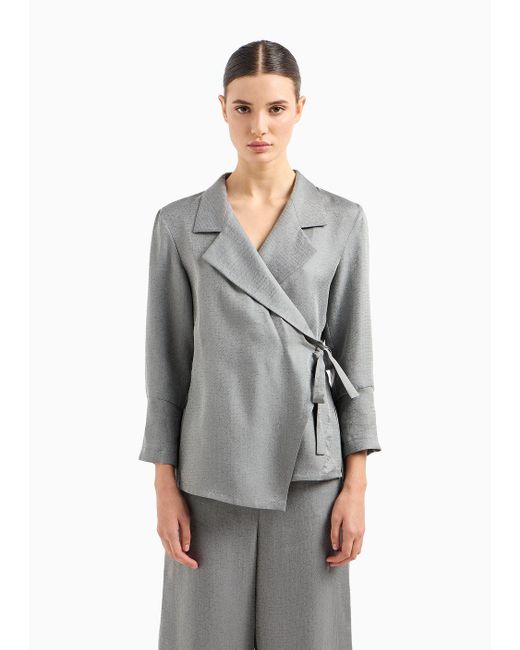Emporio Armani Gray Double Fabric Jacket With Side Tie