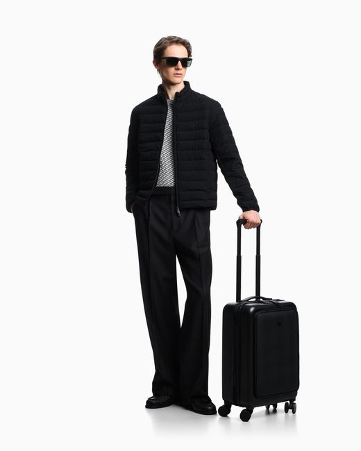 Emporio Armani Black Abs Carry-On Case With Saffiano Detail And Eagle Plate for men