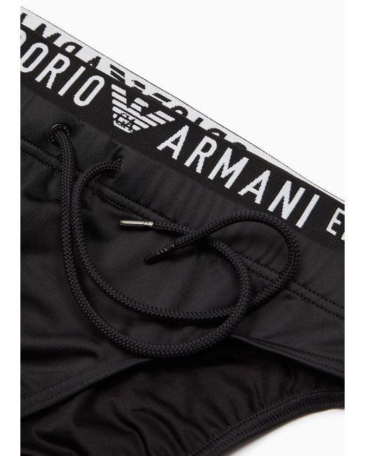 Bañador Modelo Slip De Microfibra Reciclada Con Banda Con Logotipo Asv Emporio Armani de hombre de color Black