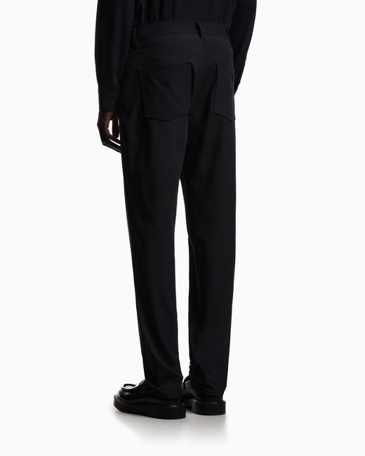 Emporio Armani Blue J05 Regular-Fit, Stretch-Nylon Twill Trousers for men