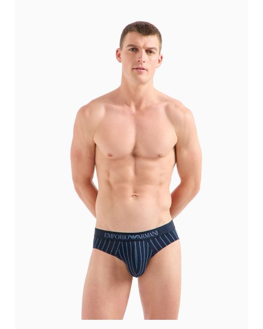 Emporio Armani Blue Two-pack Of Mixed Pattern Print Briefs for men