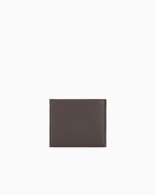 Emporio Armani White Bifold Wallet With Textured Leather And Flap Coin Pocket for men