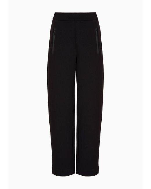 Emporio Armani Black Double Jersey Trousers With Heat-sealed Zip