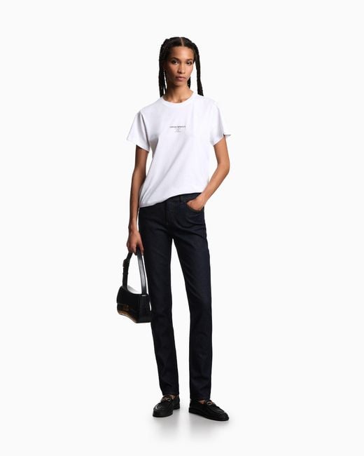 Emporio Armani Blue Stretch Jeans Essential With Five Pockets And A Skinny Leg