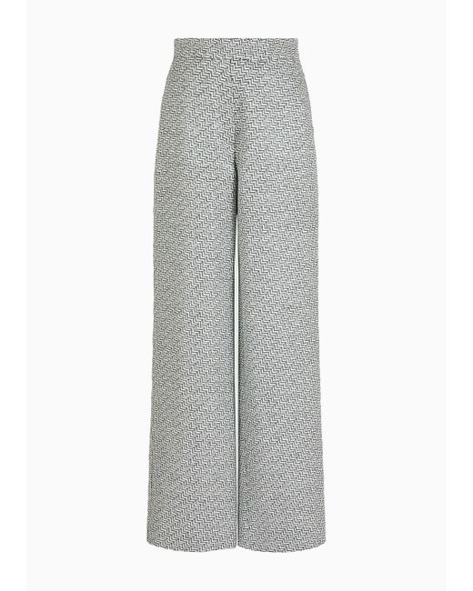Pantalones En Mezcla De Viscosa Y Lino Con Motivo Chevrón Irregular Emporio Armani de color Gray