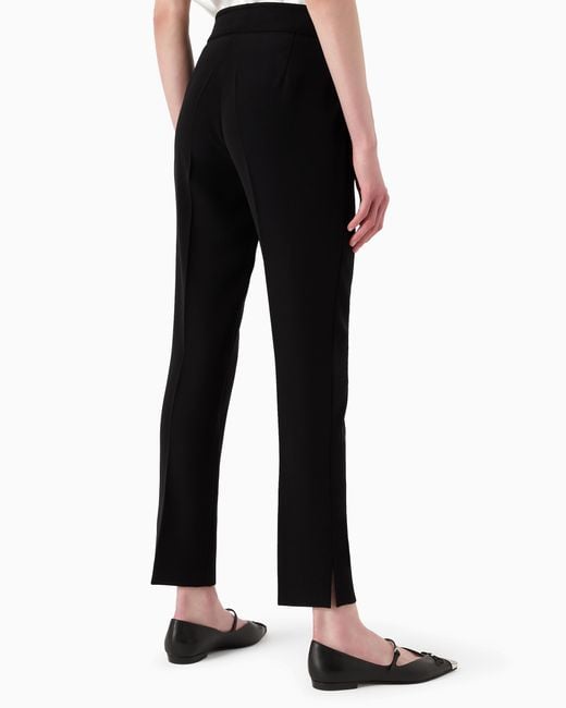 Emporio Armani Black Cropped Trousers With Flared Hem