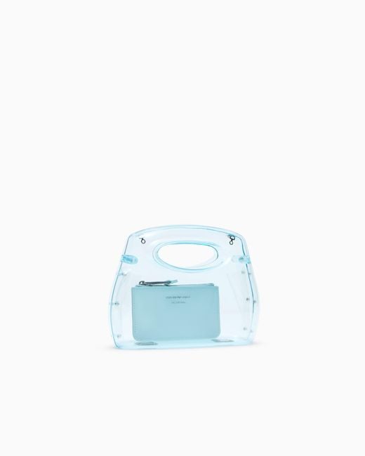 Emporio Armani Blue Pvc Clutch Bag With Shoulder Strap