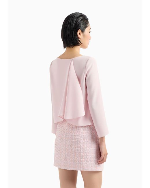 Emporio Armani Pink Technical Cady Blouse With Ruffle