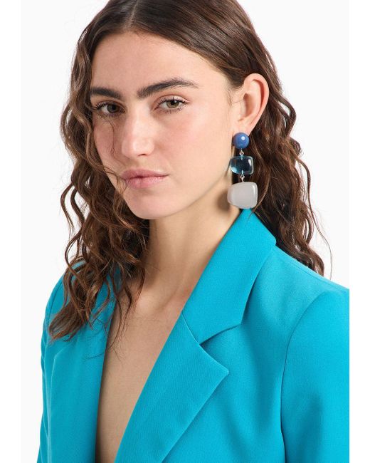 Emporio Armani Blue Oversize Multiform Pendant Earrings