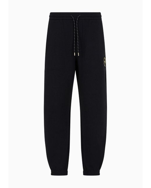 Emporio Armani Black Drawstring Joggers With A Ramadan Capsule Collection Patch for men