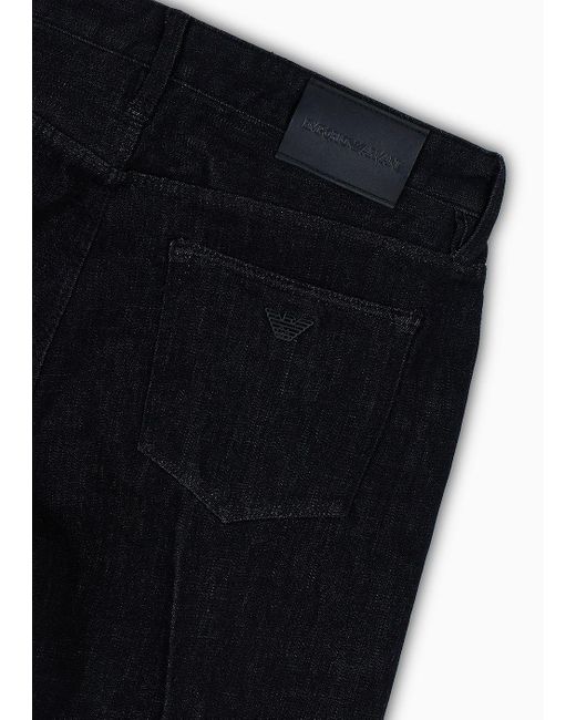 Emporio Armani Black J75 Slim-fit Jeans In Marble-wash, Jersey Fleece-feel Stretch Denim for men