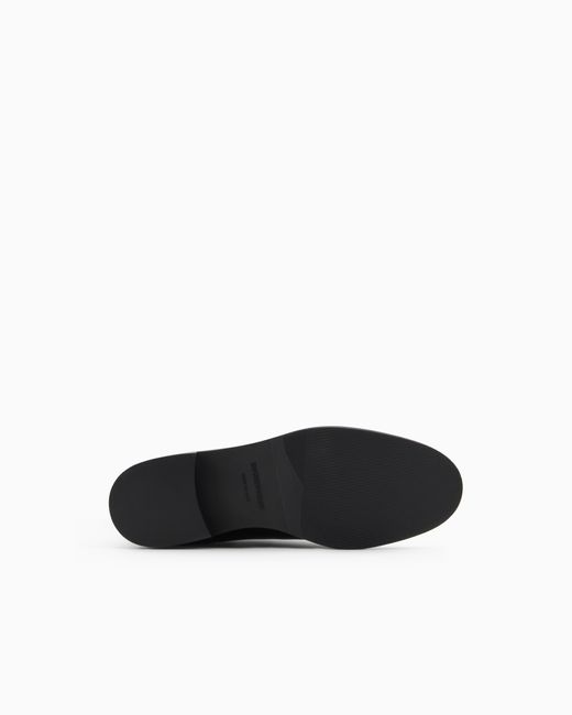 Emporio Armani Black Leather Boots With Strap And Eagle Plate