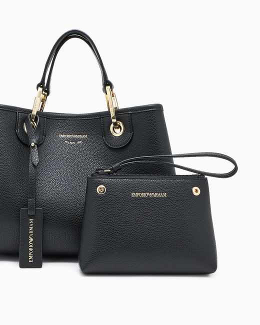 Emporio Armani Black Myea Shopper Bag With Deer Print