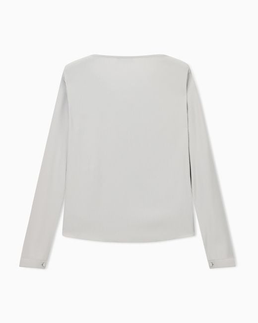 Emporio Armani White Canneté Fabric Blouse Signature Capsule