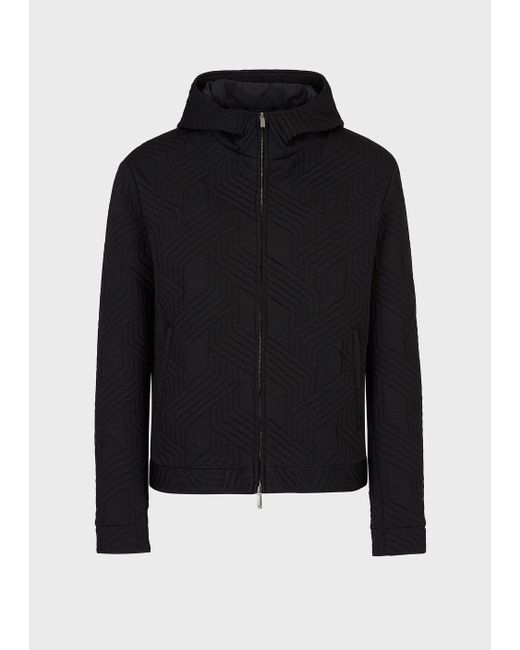 Emporio Armani Hooded Technical-jersey Blouson With A Matelassé Motif in  Pattern (Black) for Men | Lyst