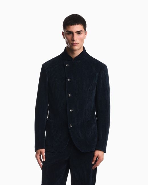 Emporio Armani Blue Signature Capsule Collection Ribbed Chenille Jacket for men