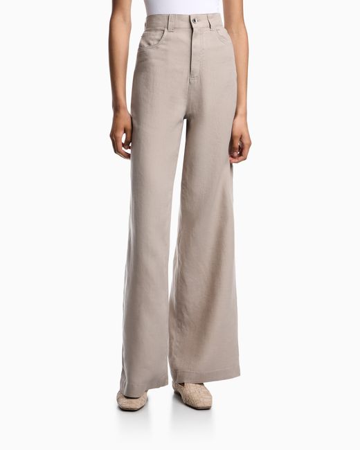 Emporio Armani Gray J14 Regular-Fit Linen Trousers