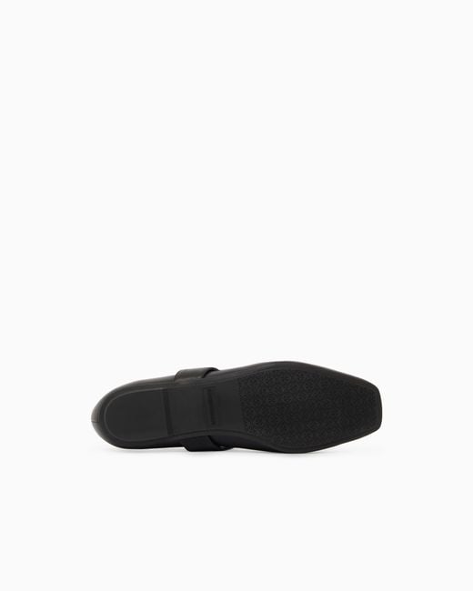 Emporio Armani White Nappa-Leather Ballerinas