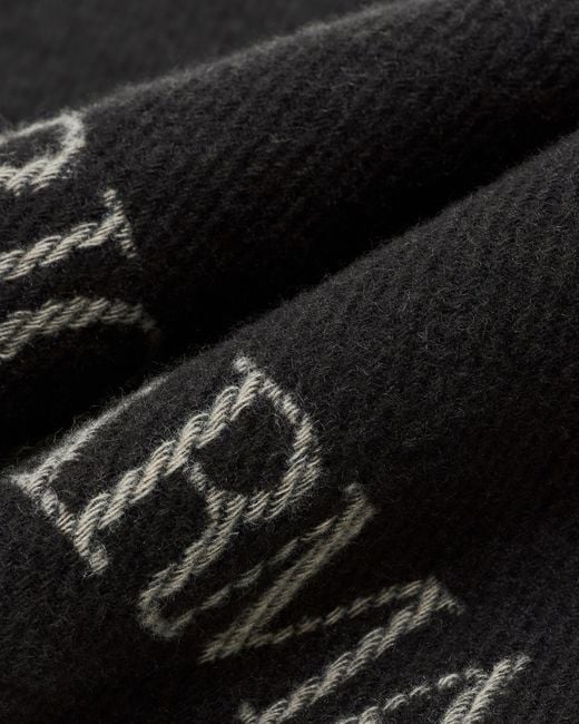 Emporio Armani Black Wool And Cashmere Scarf With Jacquard Logo for men