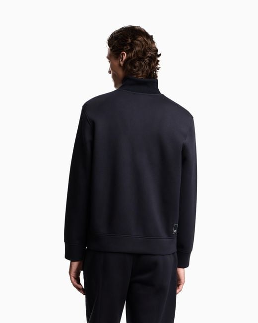 Sweat-Shirt En Jersey Double À Fermeture Zippée Intégrale Travel Essential Emporio Armani pour homme en coloris Blue