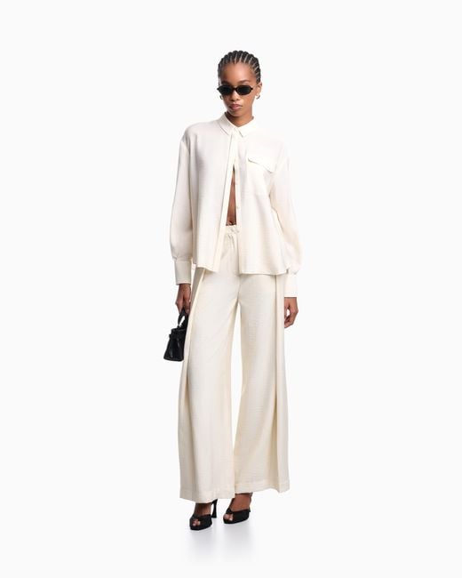 Emporio Armani White Wide-Leg Trousers