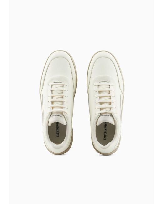 Sneakers En Cuir Avec Logo Latéral Emporio Armani pour homme en coloris White