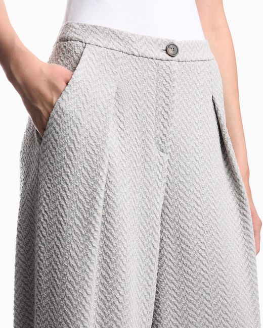 Emporio Armani White Chevron Jacquard Jersey Pants Signature Capsule