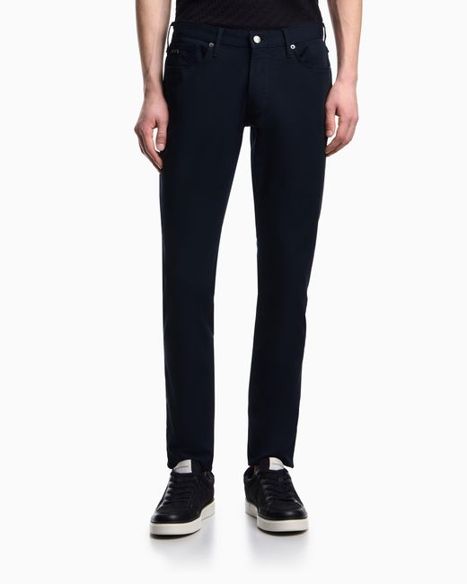 Emporio Armani Blue J06 Stretch-Fabric Slim-Fit Trousers for men