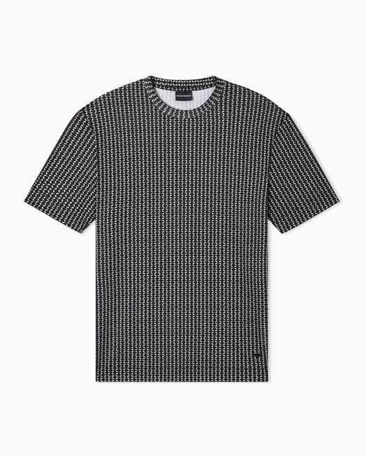 Emporio Armani Gray Lyocell-Blend Jersey T-Shirt With All-Over Micro Pattern Print for men