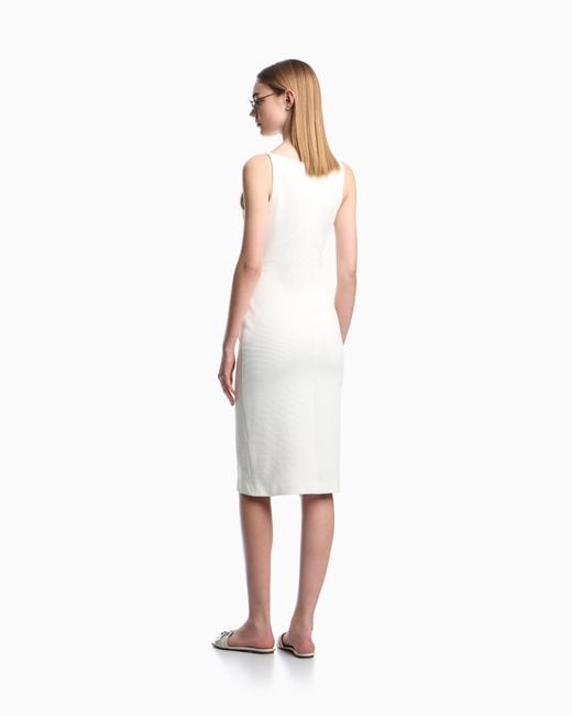 Emporio Armani White Ottoman Jersey Sheath Dress