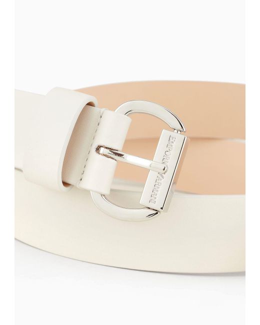 Emporio Armani Natural Leather Belt With Logo Buckle