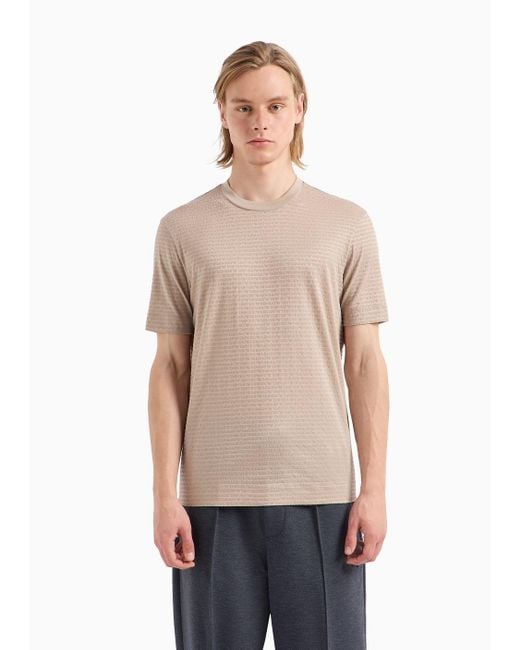 Emporio Armani Natural Asv Lyocell-blend Jersey T-shirt With All-over Flock Logo Lettering for men