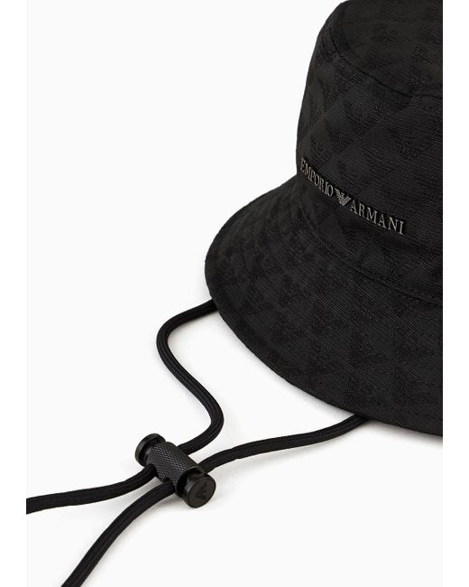 Sombrero Cloche De Tejido Jacquard Con Motivo Integral De Águila Y Cordón Emporio Armani de hombre de color Black