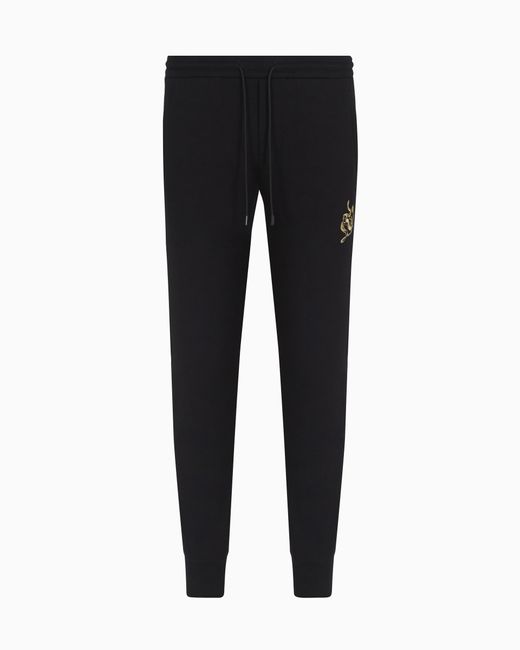 Emporio Armani Asv Jogginghose Aus Doppellagigem Jersey Mit Mondneujahr-Stickerei in Black für Herren