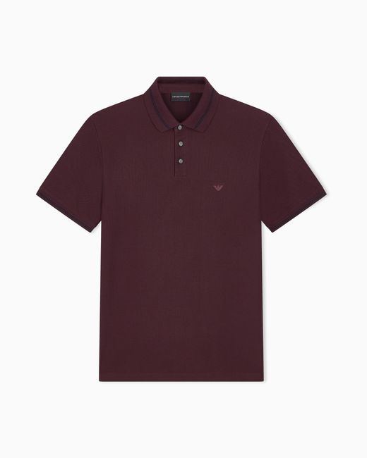 Emporio Armani Purple Piqué Polo With Embroidered Logo for men