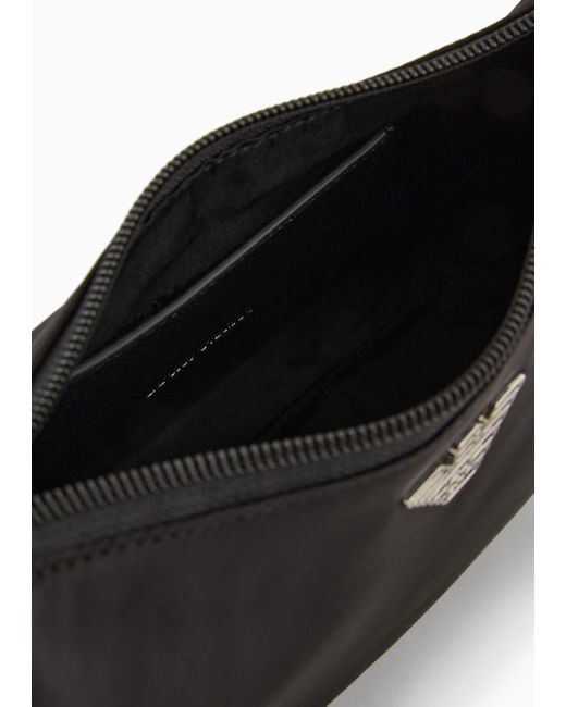 Emporio Armani Black Asv Recycled Nylon Baguette Bag With Eagle Plaque