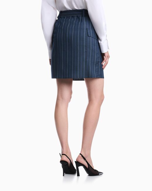 Emporio Armani Blue Unlined Wrap Skirt