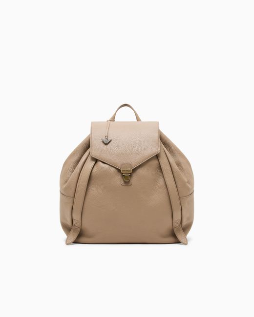 Emporio Armani Natural Icon Pebbled Leather Backpack for men