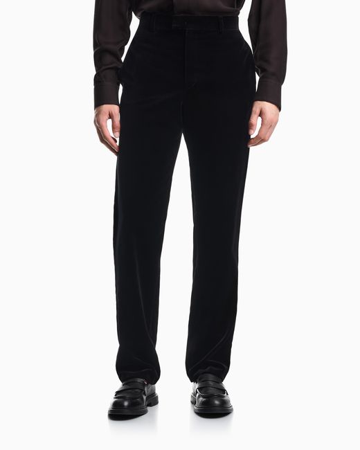 Emporio Armani Blue Smooth Velvet Trousers for men